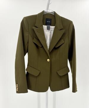 Smythe Duchess Olive Green Wool Tailored Blazer Gold Buttons Jacket Size 6